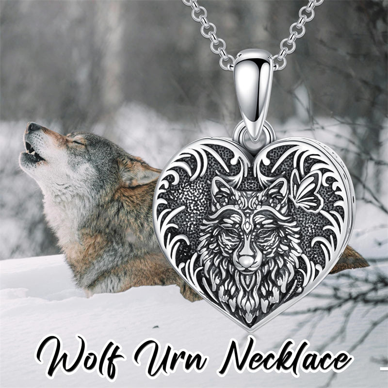 Sterling Silver Heart Rabbit Dog Cat Butterfly Dragonfly Hummingbird Wolf Urn Necklace for Ashes