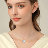 Sterling Silver Moonstone Fox Dolphin Axolotl Teddy Bear Hippo Raccoon Pendant Necklace for Women