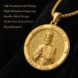 Patron Saint Medal Gold Plated Catholic Pendant Christian Religious Necklace Amulet Jewelry