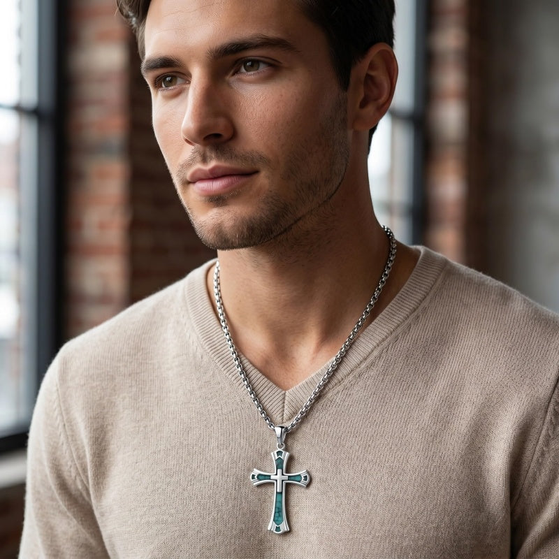 14K Gold Plated Cross Pendant Necklace Protection Jewelry Religious Gift