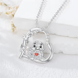 Sterling Silver Cubic Zirconia Heart Turtle Pendant Necklace