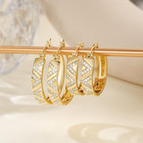 14K Gold Plated V-Shaped Cubic Zirconia Hoop Earrings for Women