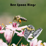 Sterling Silver Hummingbird Butterfly Dragonfly Bee Adjustable Spoon Rings