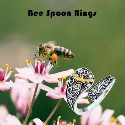 Sterling Silver Hummingbird Butterfly Dragonfly Bee Adjustable Spoon Rings