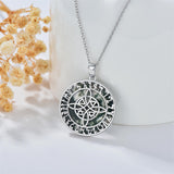 Sterling Silver Moss Agate Witches Knot Pendant Necklace
