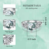 Sterling Silver 1ct Natural Moss Agate Ring Green Moss Agate Engagement Ring Women Wedding Ring Set Jewelry Gift