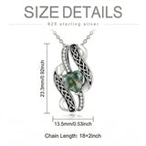 Sterling Silver Moss Agate Celtic Knot Rose Claddagh Filigree Pendant Necklace
