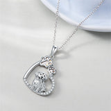 Sterling Silver Paw Print Poodle Corgi French Schnauzer Chihuahua Dachshund Golden Retriever Pug Pendant  Necklace