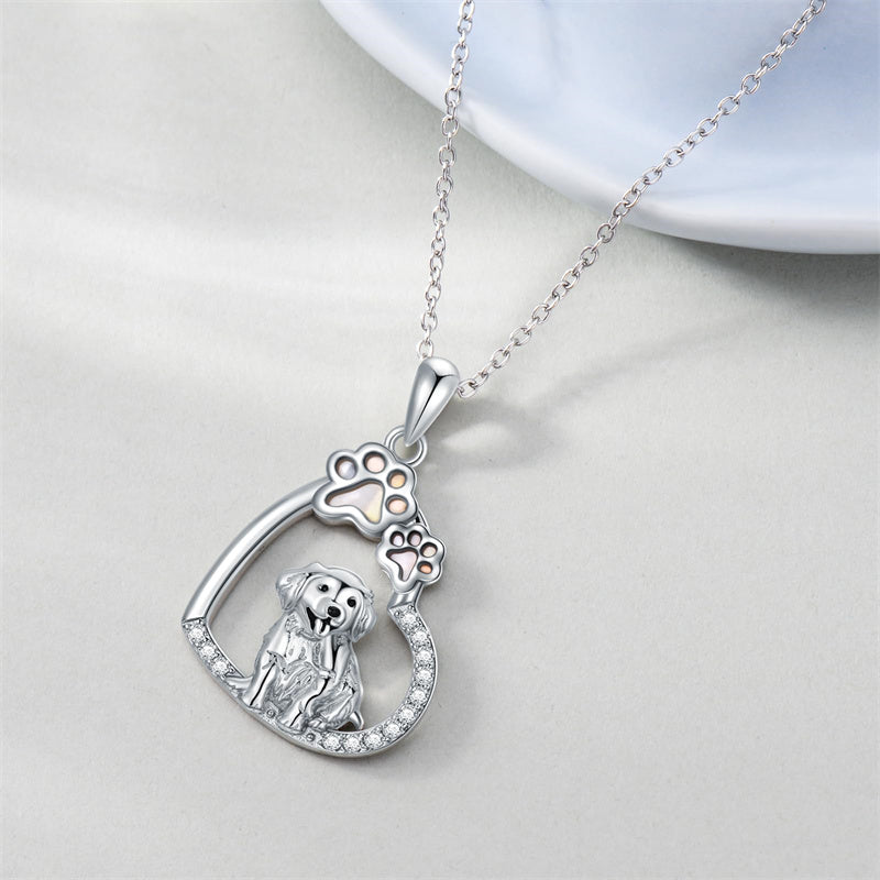 Sterling Silver Paw Print Poodle Corgi French Schnauzer Chihuahua Dachshund Golden Retriever Pug Pendant  Necklace