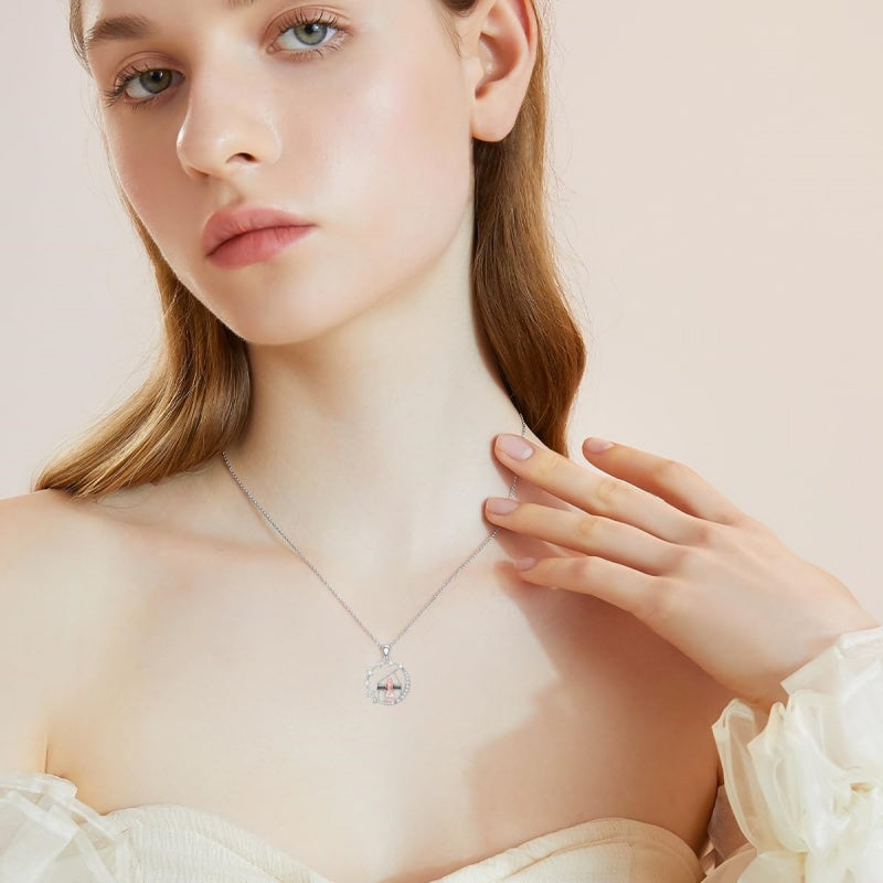 Sterling Silver Cubic Zirconia Piano Pendant Necklace for Music Lovers
