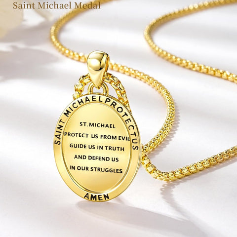 Patron Saint Medals Protection  14K Gold Plated Necklace for Men