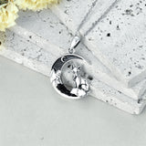 Gothic Jewelry Bat/Cat/Wolf/Spider Pendant Sterling Silver Crescent Moon Necklace for Women Girls Black Jewelry Gifts
