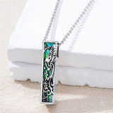Sterling Silver 3D Bar Turquoise Tree of Life Urn Necklace for Ashes