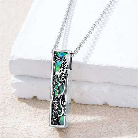 Sterling Silver 3D Bar Turquoise Tree of Life Urn Necklace for Ashes