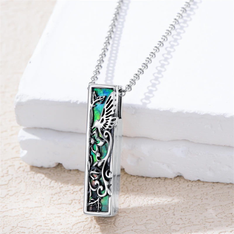 Sterling Silver 3D Bar Turquoise Tree of Life Urn Necklace for Ashes