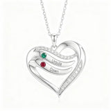 10K 14K 18K Gold  Personalized 1-4 Birthstones Engraved Heart Necklace for Women
