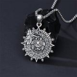 Sterling Silver Mictlantecuhtli Quetzalcoatl Tezcatlipoca Skull Pendant Necklace Aztec Jewelry