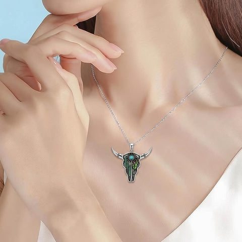 Sterling Silver  Bluebonnets Cow Skull Cowboy Hat Boot Cactus Cowgirl Texas Necklace Texas Necklace