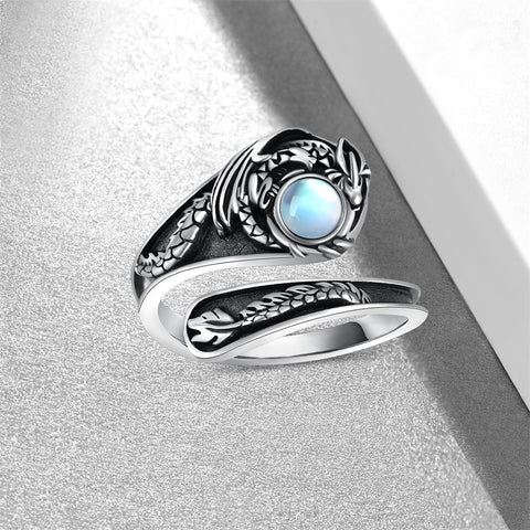 Sterling Silver Adjustable Dragon Moth Octopus Shark Stingray Sea Turtle Spoon Ring