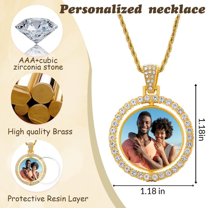 14K Gold Plated Personalized Photo Pendant Necklace Personalized Gift