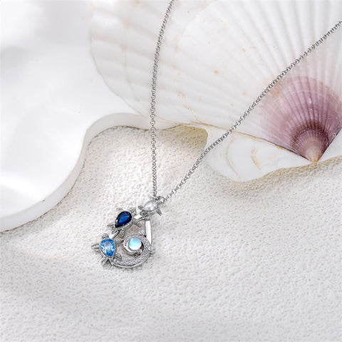 Turtle Necklace 925 Sterling Silver Wave Infinity Necklace Ocean Jewelry Turtle Gifts for Women Mom Mother's Day Gift