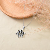 Sterling Silver Amulet Necklace Star of David Pendant Necklace