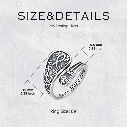 Sterling Silver Dragonfly Jesus Fish Adjustable Spoon Ring for Women