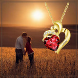 10K 14K 18K Gold Personalized Birthstone Heart Pendant Necklace
