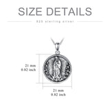 Sterling Silver Crown of Thorns Jesus St Benedict St Michael Pendant Necklace