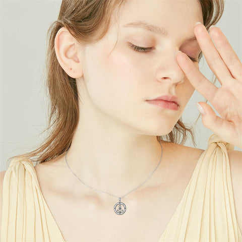 Sterling Silver Earth Swordfish Trident Compass Anchor Pendant Necklace