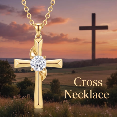 10K 14K 18K Gold Cross Pendant Necklace Religious Jewelry Gifts for Men and Women
