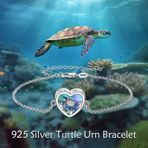 Turtle Urn Bracelet for Ashes Sterling Silver Cremation Bracelet Keepsake Jewelry Memorial Gifts for Women