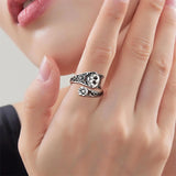 Sterling Silver Cat Adjustable Spoon Ring for Women