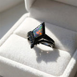 Sterling Silver 10K  14K  18K  Gold Personalized Engraved Black Opal Engagement Wedding Promise Ring for Her