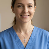 14K Gold Plated  Birthstone Stethoscope Cross Necklace Graduation Gifts for Women RN