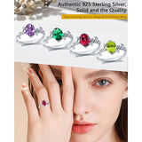 Sterling Silver  Oval Birthstone  Leaf Promise Ring for Her