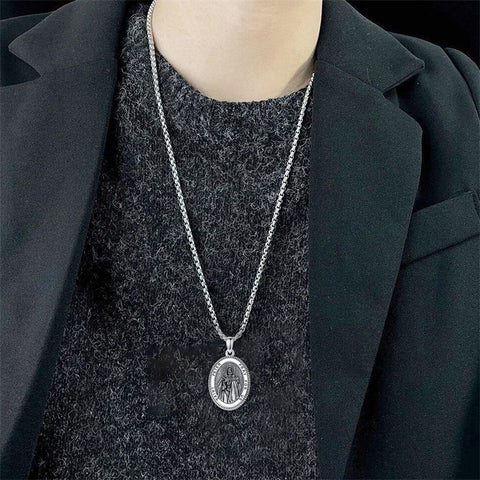 Sterling Silver Saint Joseph St Michael Saint Peter Saint Christopher Religious Pendant Necklace