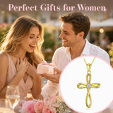 14K Gold Plated Cross Pendant Necklace Faith Jewelry Gift for Women