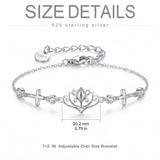 Sterling Silver Dragonfly Butterfly Cardinal Hummingbird Jesus Fish Lotus Daisy Sunflower Rose Faith Cross Bracelet