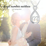 Sterling Silver 111 222 333 444 555 777 888 999 Infinity Angel Number Pendant Necklace