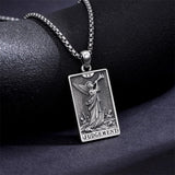 Sterling Silver Lovers Hierophant Magician Three of Swords Wheel of Fortune SkeletonTarot Card Pendant Necklace