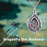 Sterling Silver Personalized Red Cubic Zirconia Butterfly Hummingbird Urn Necklace for Ashes