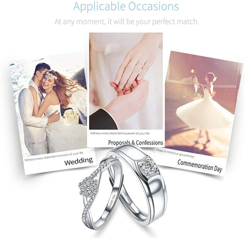 Sterling Silver Cubic Zirconia Endless Love Matching Set Couple Rings