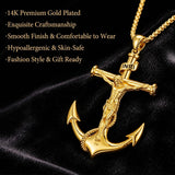 14K Gold Plated Cross Pendant Necklace  Religious Faith Jewelry Gifts for Christmas