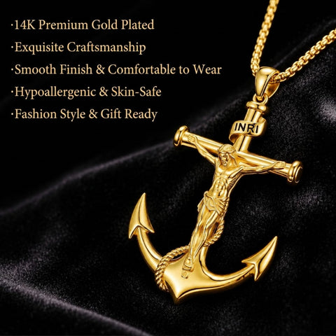 14K Gold Plated Cross Pendant Necklace  Religious Faith Jewelry Gifts for Christmas
