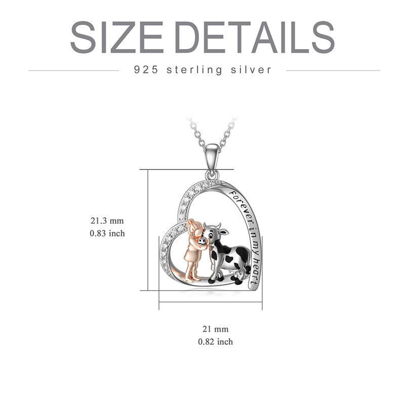 925 Sterling Silver Cow Necklace - Dainty Cow Jewelry Gift For Women & Cow Lovers