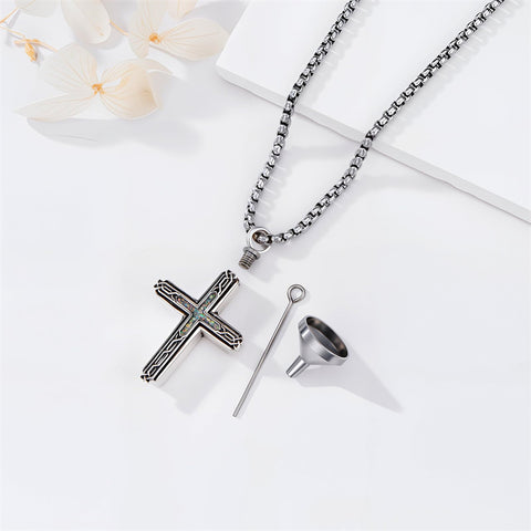 Sterling Silver Obsidian Lapis Lazuli Tigers Eye Turquoise Celtic Knot & Cross Urn Necklaces for Ashes