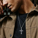Sterling Silver Cross Religious Necklace for Men