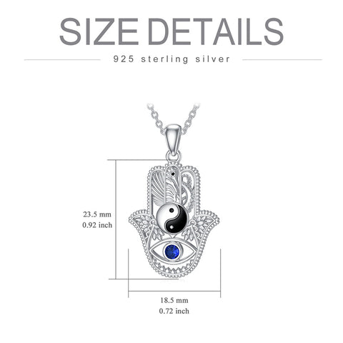 Sterling Silver Hamsa Tree of Life Viking Lion Butterfly Evil Eye Yin Yang Eye of Horus Pendant Necklace