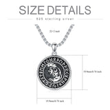 Sterling Silver Viking Dragon Eagle Wolf Animal Pendant Necklace for Men
